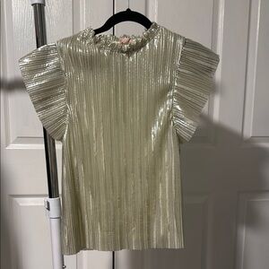 Ces Femme Silver Ruffle Sleeve Blouse